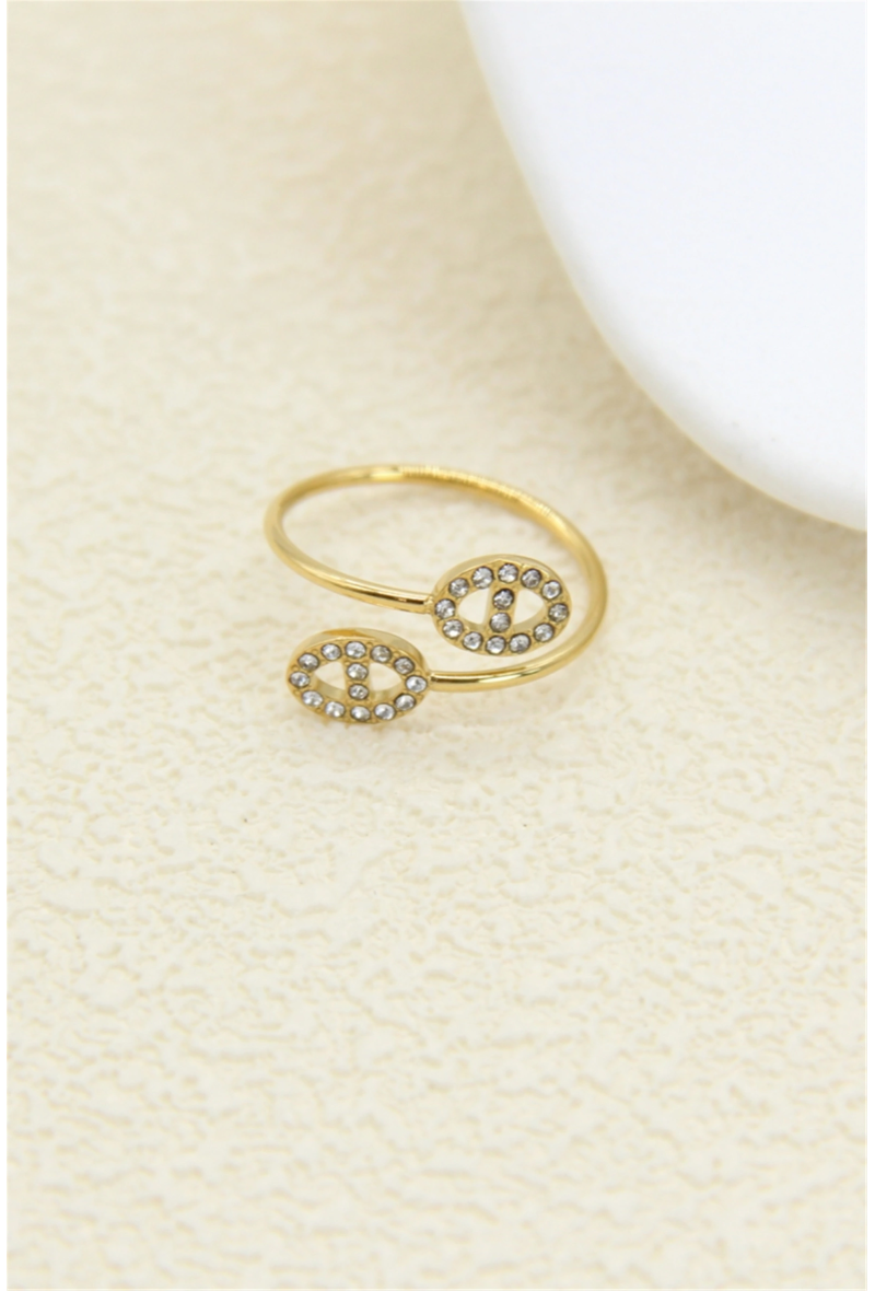 Bague Boucle Marine Dorée – Acier Inoxydable & Strass