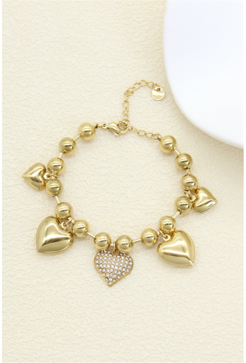 Bracelet breloque cœur en acier inoxydable – Charme, éclat & féminité