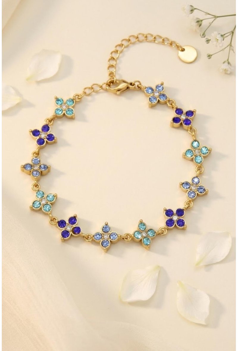 Bracelet Fleur Strass en Acier Inoxydable – Éclat Fleuri & Élégance