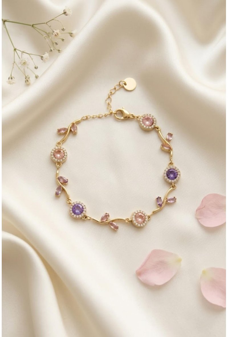 Bracelet Fleuri Strass Colorés – Jardin Précieux