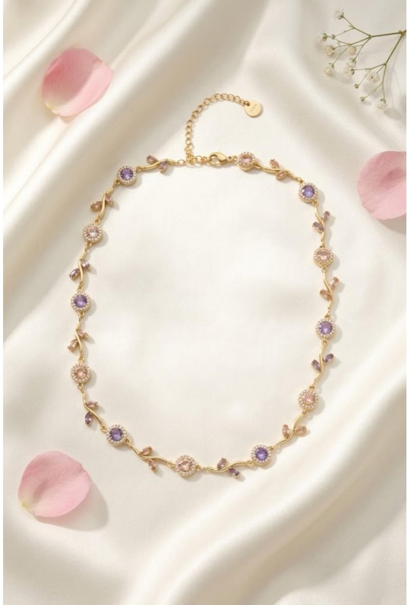 Bracelet Fleurs & Feuilles Strass – Éclat Floral