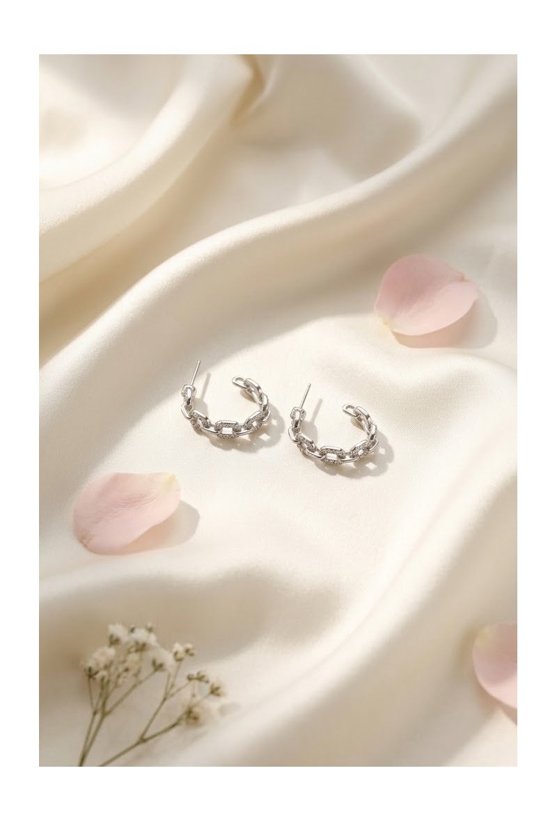 Boucles d’oreilles Créole Chaîne Acier Inoxydable | Strass Pavés