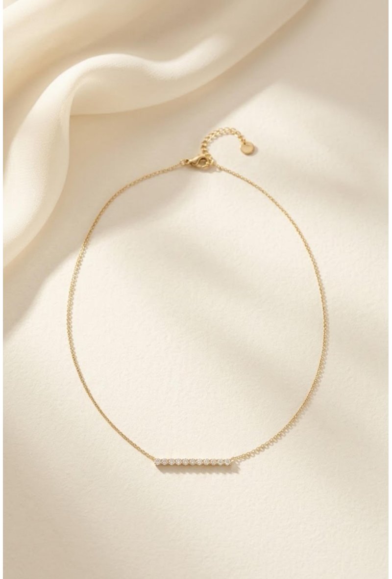 Collier fin à barrette brillante en acier inoxydable